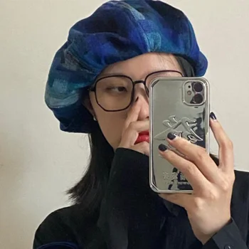 INS Japon batik Kontrol Dikiş Bere Sekizgen Şapka Kadın Sonbahar Sevimli Bulut Newsboy Şapka Kore Retro Kadın Ressam Kapaklar