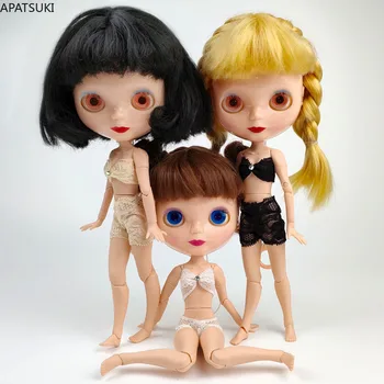 3 Takım/grup Yumuşak Dantel İç Çamaşırı Blythe Doll İçin Sütyen ve Külot 1/6 Knickers Barbie Bebekler İçin 1/6 Bebek Üst ve Külot Aksesuarları