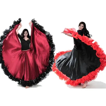 Artı Boyutu Çingene Tarzı Kadın İspanyol Flamenko Etek Performans Moda Oryantal Dans Kostümleri Fırfır Dantel Elbise Takım Performansı