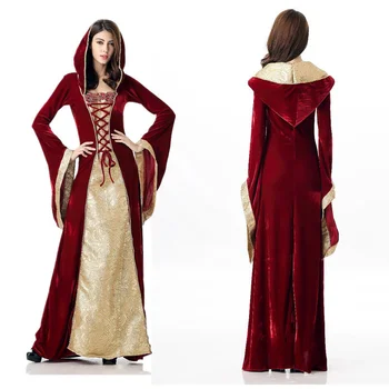 Sıcak rönesans Kraliçe Kostüm Kadın cosplay yetişkin ortaçağ uzun balo elbisesi cadılar bayramı kostümleri kadınlar için fantezi parti elbisesi
