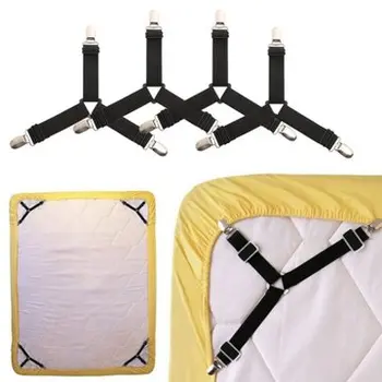 4 Adet / takım yatak çarşafı Elastik Tutucular kayış sabitleyici yatak çarşafı Klipleri Yatak Örtüsü Battaniye Tutucu Ev Tekstili Organize Araçlar