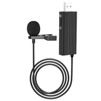 AYHF-USB Clip-On Kablolu Yaka Mikrofonu kayıt mikrofonu Yaka Sessiz Kondenser Mikrofon (Siyah)