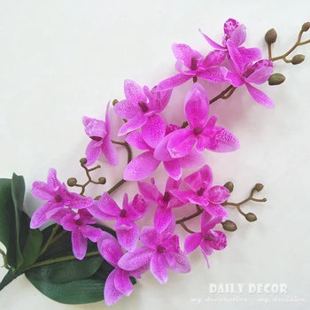 Gerçek dokunmatik 3 çatal yapay orkide yaprakları ile toptan düğün dekoratif cymbidium çiçek Sahte Doğu Asya çiçekler 6 adet / grup