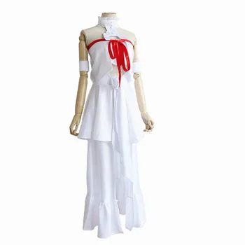 Asuna Cosplay ANİME SAO Beyaz Elbise Sword Art Online Peri Kraliçe Kostüm Kadın Sword Art Online Cosplay Asuna