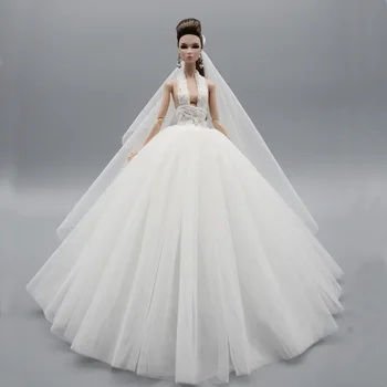 1/6 Beyaz Backless düğün elbisesi İçin barbie oyuncak bebek Giysileri Kıyafetler Prenses parti Kıyafeti 11.5 