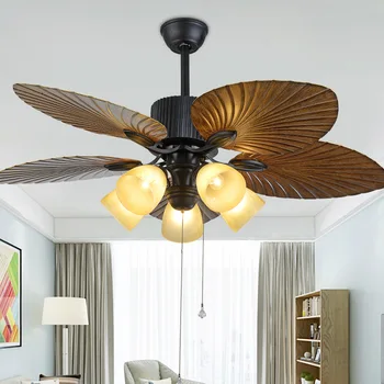 Amerikan tarzı fan ışık Avrupa tarzı avize katı ahşap ışıklı tavan fanı otel dekorasyon LED fan tavan vantilatörü