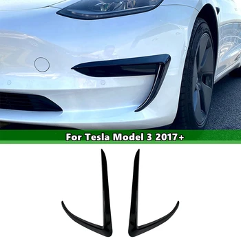 1 Çift Araba Ön Tampon Splitter Spoiler Sis Lambası Canard Tesla Modeli 3 2017 + Araba Styling