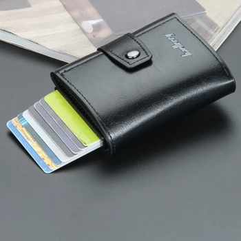 Yeni İş KİMLİK Kredi kart tutucu Erkekler Ve Kadınlar Metal RFID Vintage Alüminyum Kutu PU deri kartlıklı cüzdan Not Karbon
