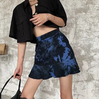 2021 Batik Kadın Etek Punk Gotik Gevşek streetwear Rüzgar Yüksek Bel Etek Kadın Moda Yeni Varış A-line Etekler