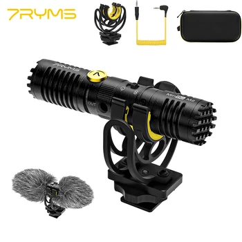 7RYMS MinBo M2 İki yönlü Çift yönlü Mini Av Tüfeği Mikrofon DSLR Kamera/Akıllı Telefon Video Kayıt Volgging (3.5 mm TRS)
