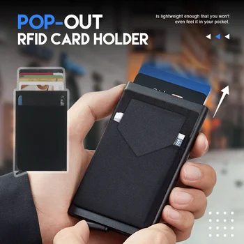 Kart tutucu akıllı cüzdan Çoklu kart Pozisyonu Metal Alüminyum Alaşımlı Kredi Kartı Kutusu Otomatik Pop-Up erkek kadın Cüzdan Tutucular