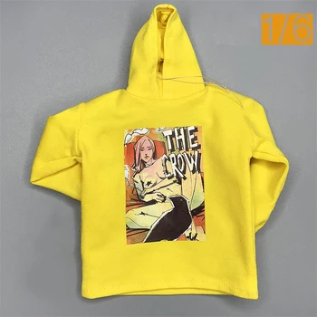 Satılık 3 OYUNCAKLAR 1/6 Moda Erkek Kız İçin Sarı Gevşetin Hoodie Ceket Baskılı Desen Fit 12 inç TBL PH COO BARAJI Aksiyon Figürü