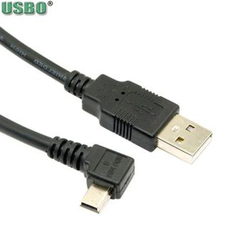 0.5 m 1.5 m Dirsek 90 derece Erkek USB2.0 Mini USB 5P Uzatma Güç kablosu sabit disk Cep telefonu Şarj Cihazı Veri Hattı