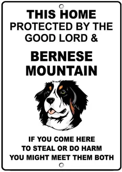 Bernese Dağ Köpeği tarafından Korunan İyi Lord ve Poster Komik sanat dekoru Vintage Alüminyum Retro Metal Tabela 20x30cm