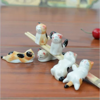 6 adet / takım Kedi Çubuklarını Çatal Tutucu yemek çubuğu tutucu Kaşık Tutucu Çubuklarını Yastık Çubuk Dinlenme Ev Dekorasyon
