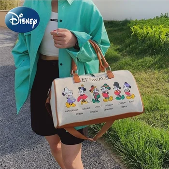Disney Seyahat Çantası Tuval Mickey Kamp Depolama Karikatür Büyük Kapasiteli İş Gezisi Spor Çantası Yatılı Bagaj Çantası
