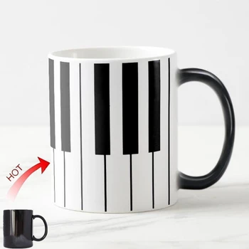 Funky Müzik Piyano Tuşları Klavye Sihirli Kupa Yaratıcı Müzik Kahve Kupalar Renk Değişimi Chic Yenilik Seramik Bardak Komik Noel Hediye 11 oz