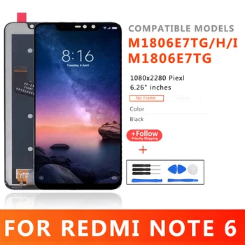 Cep Telefonu Lcd'ler Xiaomi Redmi İçin Not 6 M1806E7TG lcd ekran Xiaomi Redmi İçin Not 6 Pro Dokunmatik M1806E7TG M1806E7TH M1806E7TI