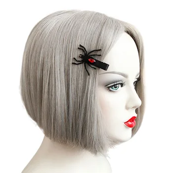 Saç Klipleri Siyah Keçe Çiçek Yarasa Kelebek Yaprak Örümcek Kadın Çocuklar Gotik Cadılar Bayramı Bobby Pin Saç Tokası saç aksesuarları Takı