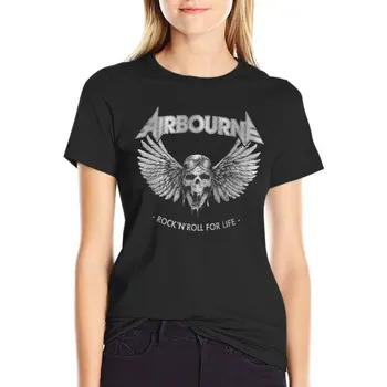Rock N Roll Yaşam İçin Airbourne Kafatası Boy T Shirt Yaz Bayan Giyim Kısa Kollu Streetwear Artı Boyutu Üst Tee