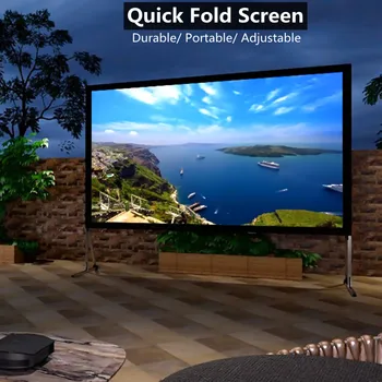 16: 9 HD 4K Açık Kapalı Projeksiyon Ekranı Ev Sineması için 3D Hızlı Katlanır projeksiyon perdesi Ayaklı ve Taşıma Çantası