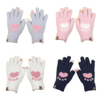 El Pamuk Mitten Moda Açık dokunmatik ekran eldiveni İsıtıcı Örme Eldiven Kadın Kış Mitten Açık Parmak Eldiven