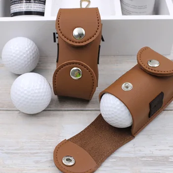 1 Adet İnek Derisi Deri Golf Topları Tutucu Mini Golf bel çantası Taşınabilir Asılı Golf saklama kutusu Golf Aksesuarları