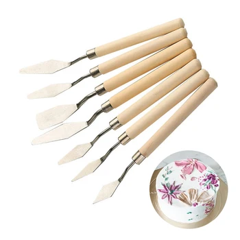 7 Adet Kek palet bıçağı Pişirme için Yağlı Boya Bıçakları Boyama Spatula Sanat Küçük Kil Araçları Kek Dekorasyon Aksesuarları