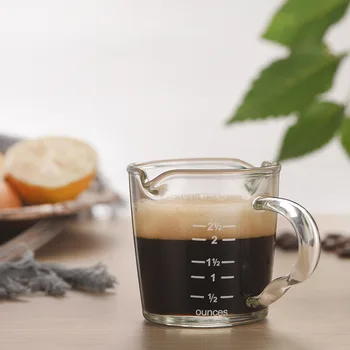 Şeffaf Cam Küçük süt kupası Mezun Kahve Fincanı Kahve Ölçüm Fincan Mini espresso fincanı Çift Ağızlı süt kupası