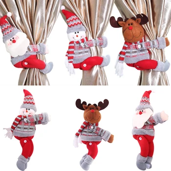 2023 Noel Baba Kardan Adam Karikatür Bebek Perde Toka noel ev dekorasyonu Yeni Yıl Noel Perde Klipsi Tutma Aksesuarları